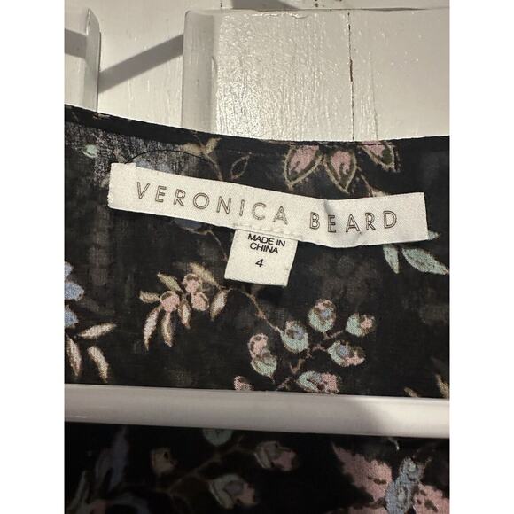 Veronica Beard Merrill 100% Silk Midi Dress High Front Slit Lined Floral Size 4 - Picture 4 of 16